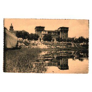 Italian Vintage Postcard Lakefront Castle Stamp Addressed Writing Early 1900s